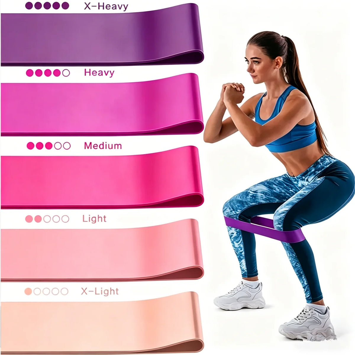 Five Resistance Loop Bands for Fitness and Yoga Training