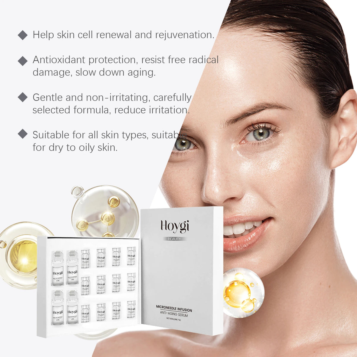 Hoygi Firming Facial Serum Set With Microneedle Roller