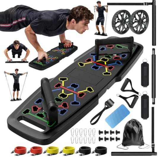 Portable Push Up Board With Pilates Bar And Resistance Bands