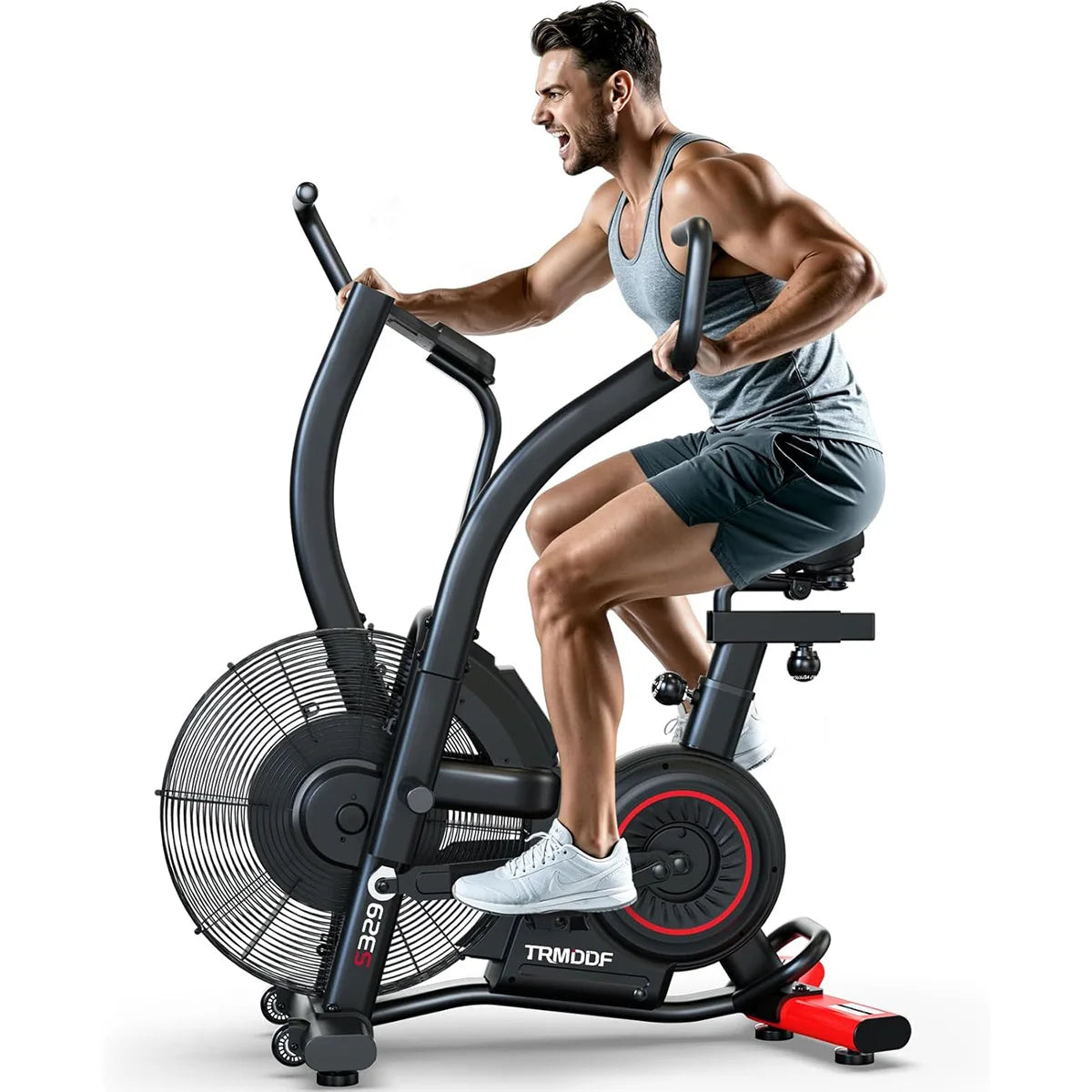 Pooboo Air Resistance Exercise Bike With Bluetooth For Home Cardio