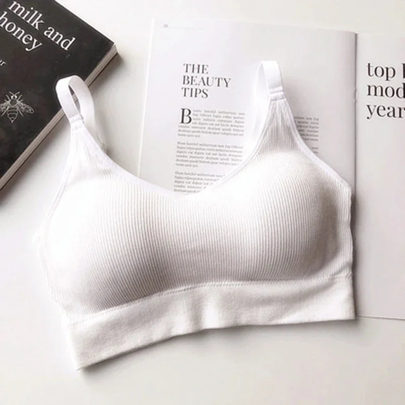 Women Seamless Tube Top Crop Bra Cotton Sports Underwear Female Backless Outdoor Fitness Bralette Brassiere Tops
