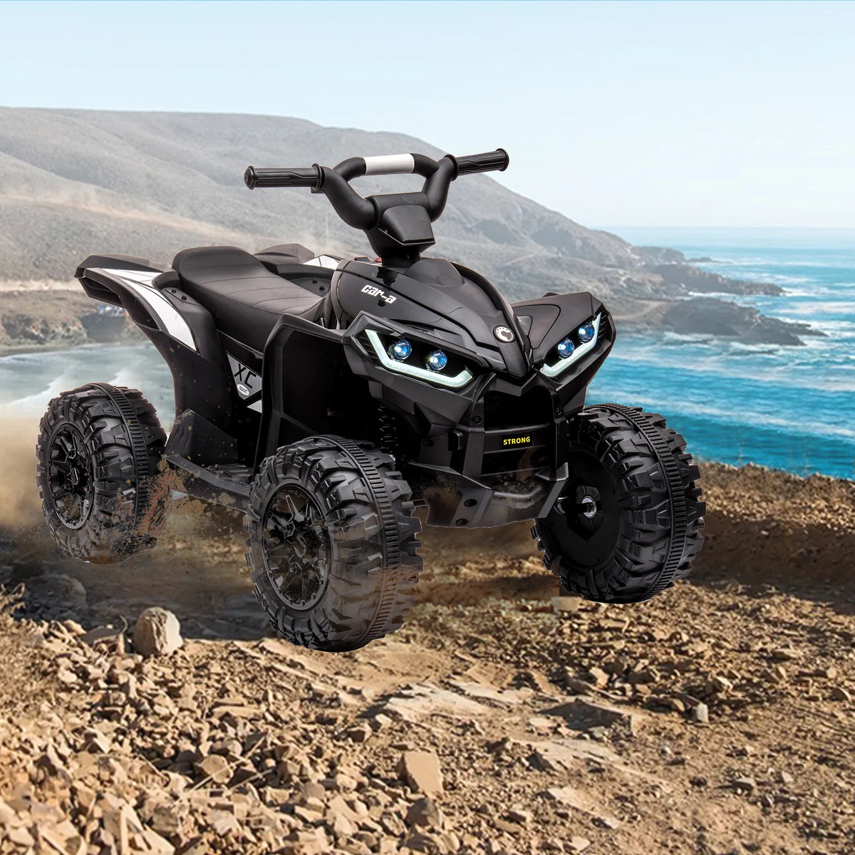 12V Kids Ride On ATV 4 Wheeler Electric Car With Parent Remote Control LED Lights Music Horn Rechargeable Battery All Terrain Tires