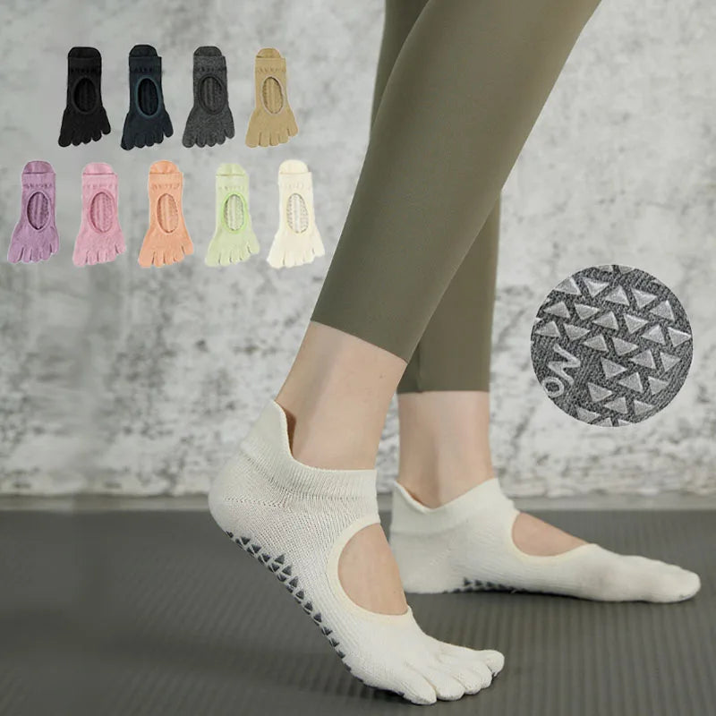 Five Toe Yoga Socks With Non Slip Grip For Pilates Training Fitness