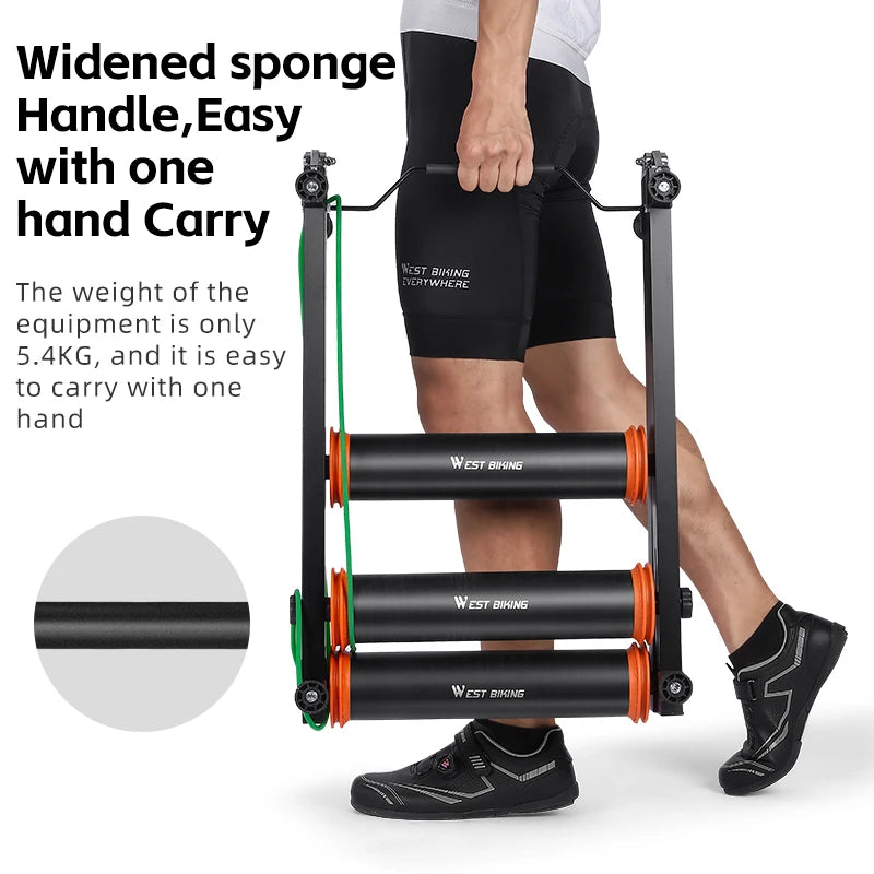 WEST BIKING Roller Cycling Training Platform Professional Indoor Bike Trainer Foldable Adjustable MTB Road Bike Roller Trainer