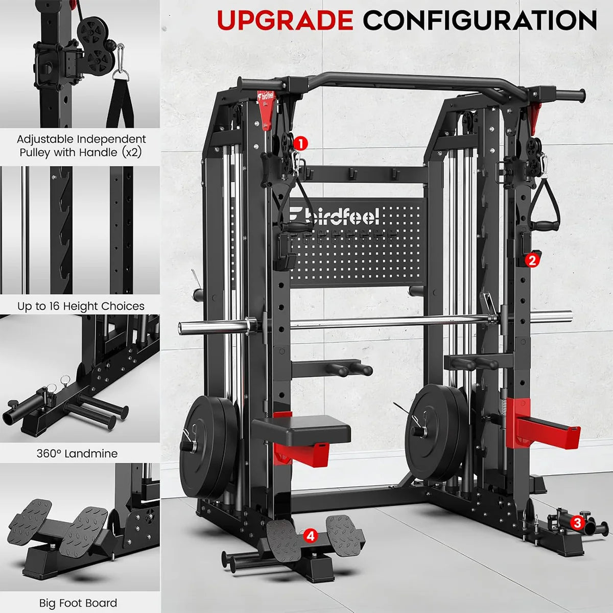Pooboo Multi Function Power Cage With Dual Pulley Cable Crossover