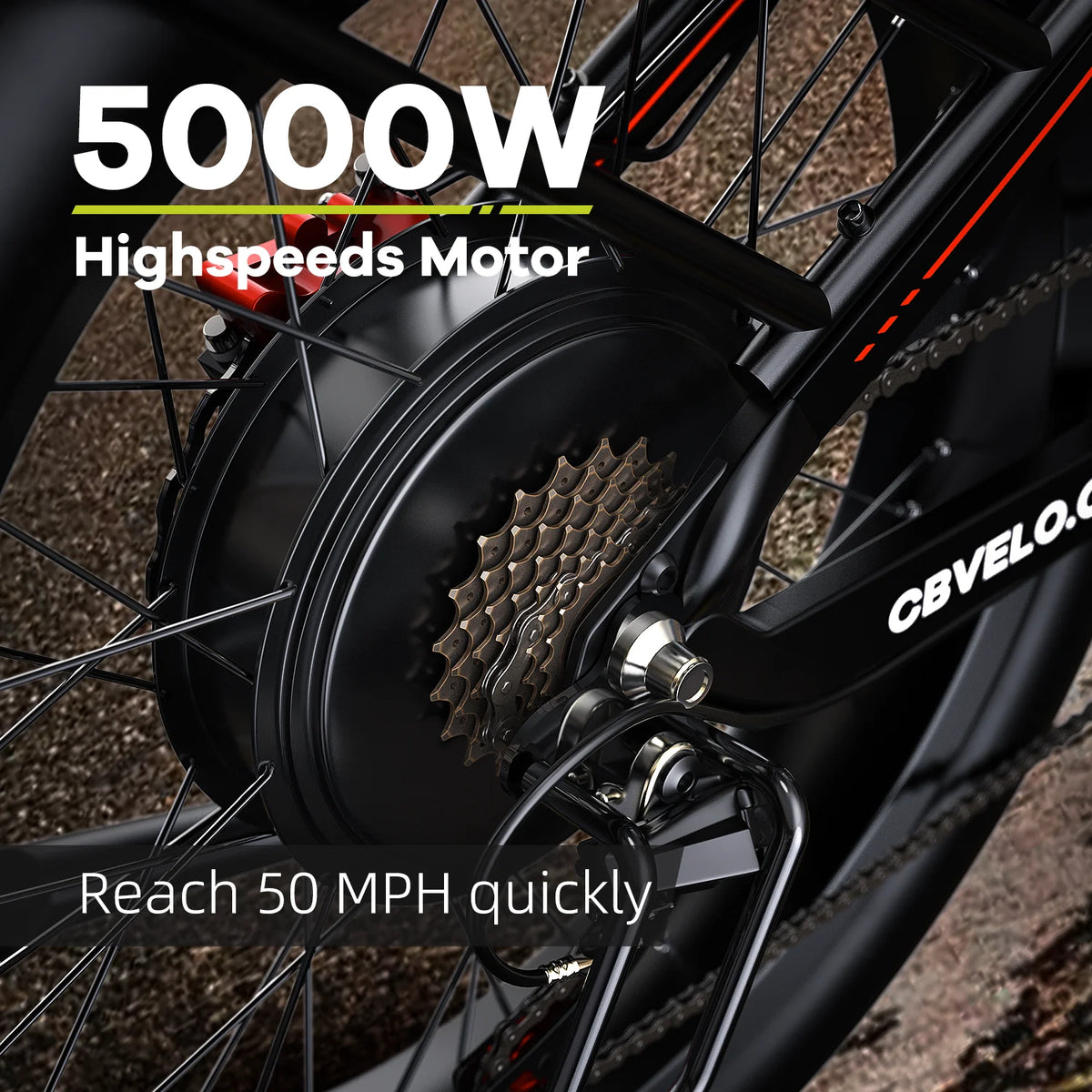 Cybervelo 5000W Peak Electric Fat Tire All-Terrain Commuter Bike
