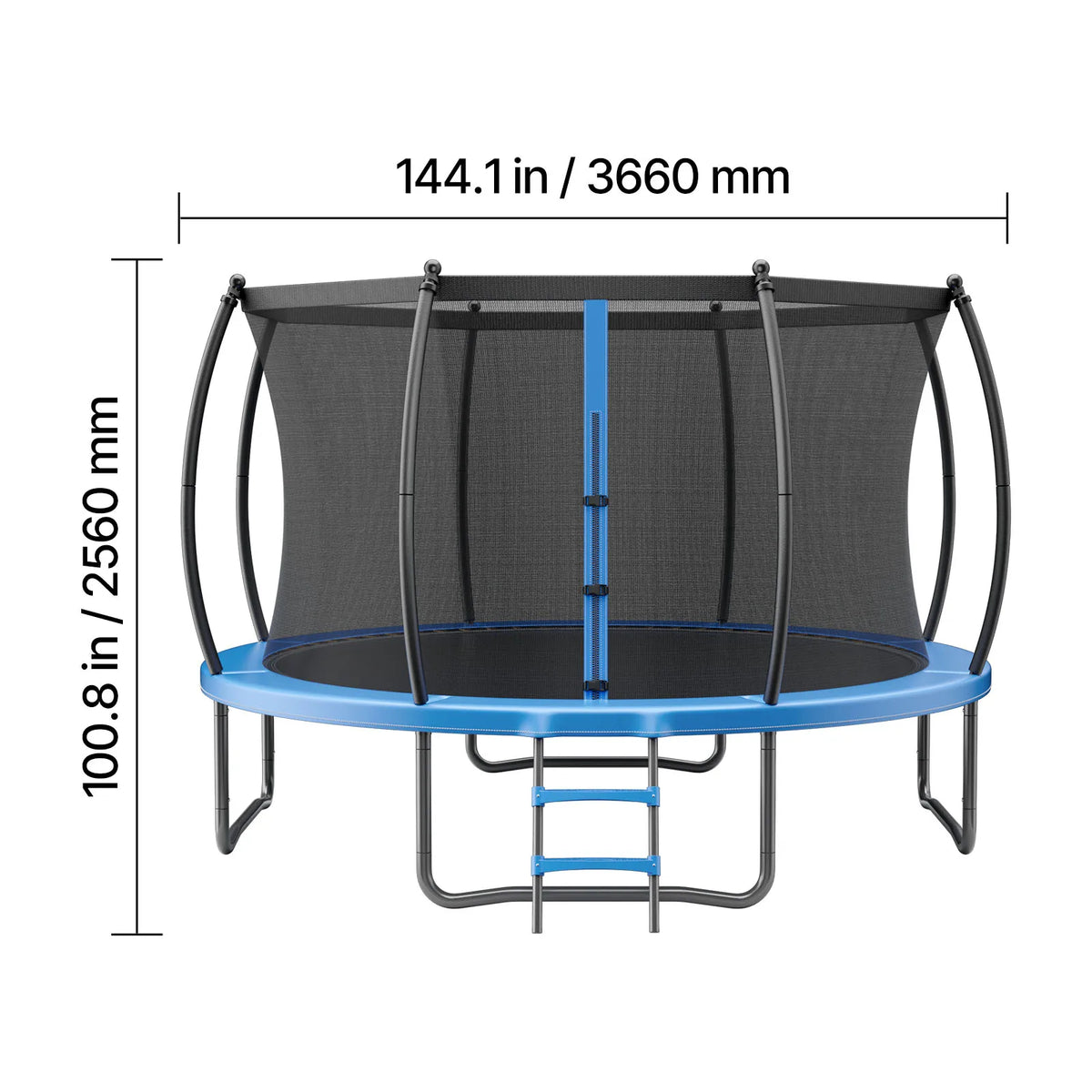 SucceBuy Outdoor Trampoline 8/10/12/14FT ASTM Approved with Enclosure Net & Thickened Pad Max 265/400/450 lbs for Kids & Adults