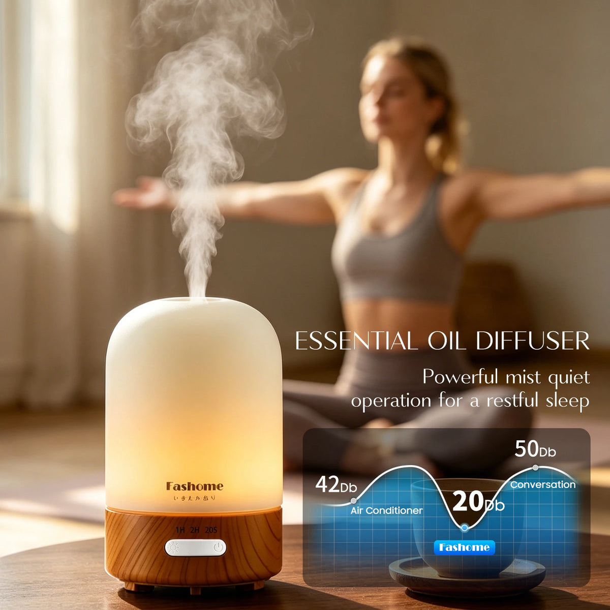 Fashome Hand Blown Glass Ultrasonic Aromatherapy Essential Oil Diffuser