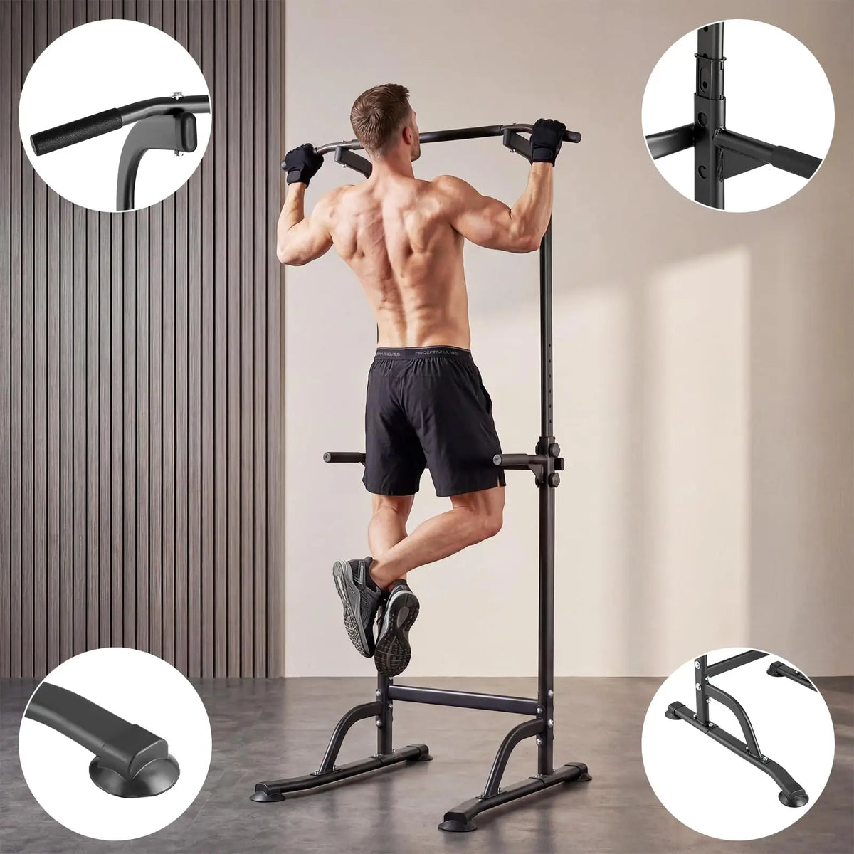 HiMISS Multifunction Power Tower Dip Station With Pull Up Bar