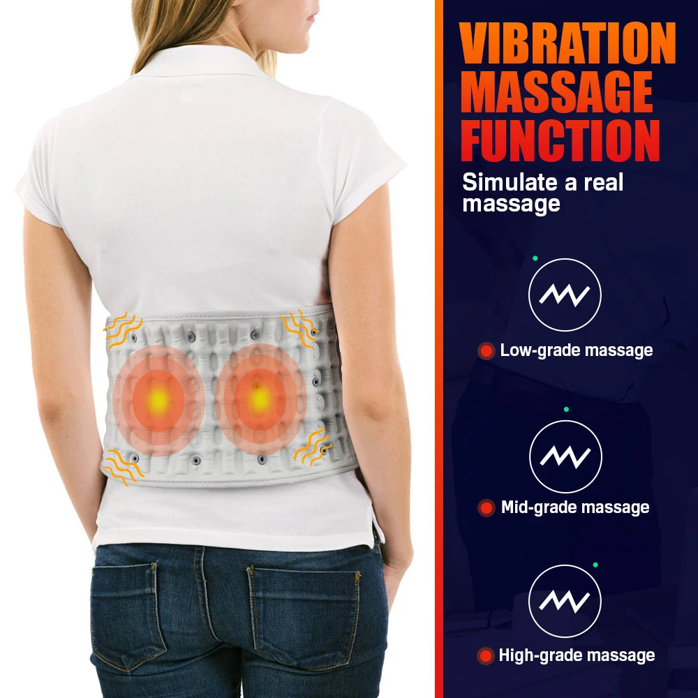 Electric Heating Waist Massage Belt Inflatable Lumbar Protector Back Airbag Support Cordless Vibration Massager Muscle Relax