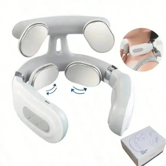 Adjustable USB Rechargeable Heated Neck Massager With Four Massage Heads