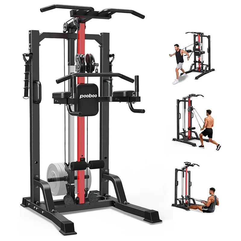 Pooboo Power Tower Pull Up and Dip Station Cable Machine