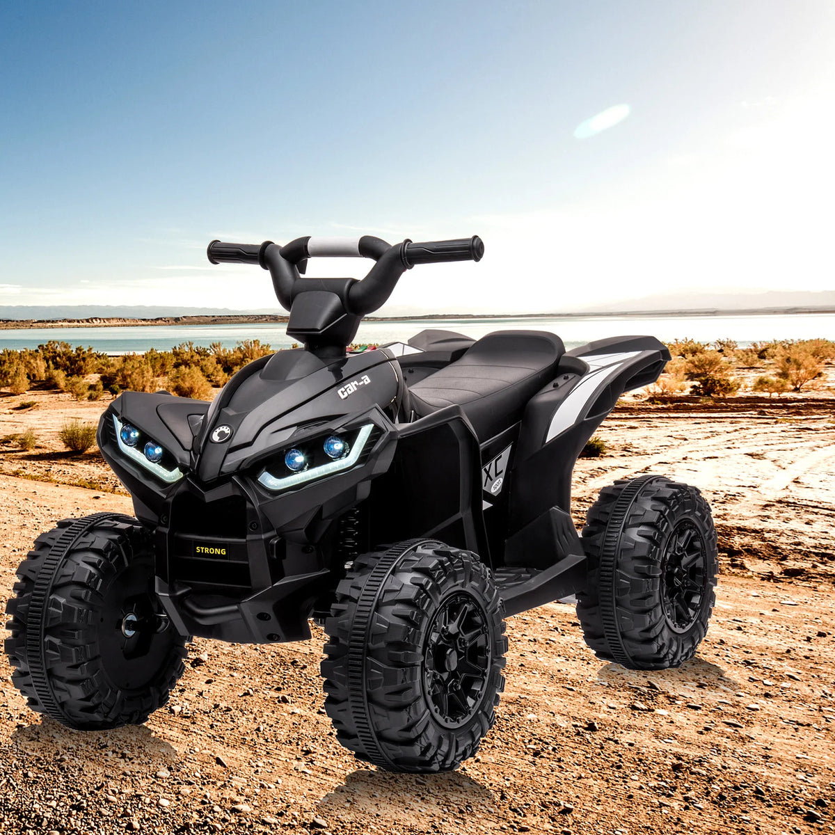 12V Kids Ride On ATV 4 Wheeler Electric Car With Parent Remote Control LED Lights Music Horn Rechargeable Battery All Terrain Tires