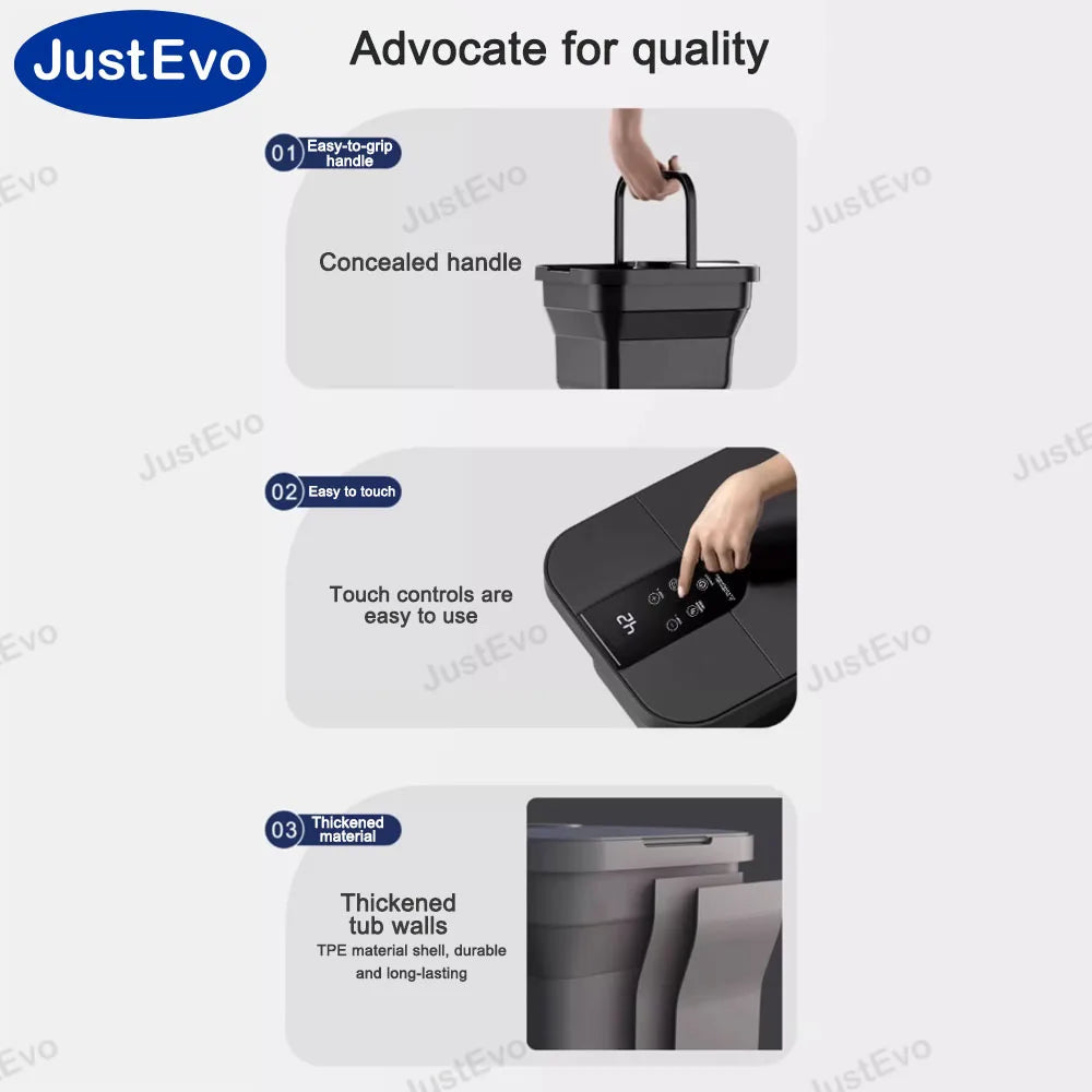 JUSTEVO Remote Foot Spa Massager With Heating And Soaking Basin