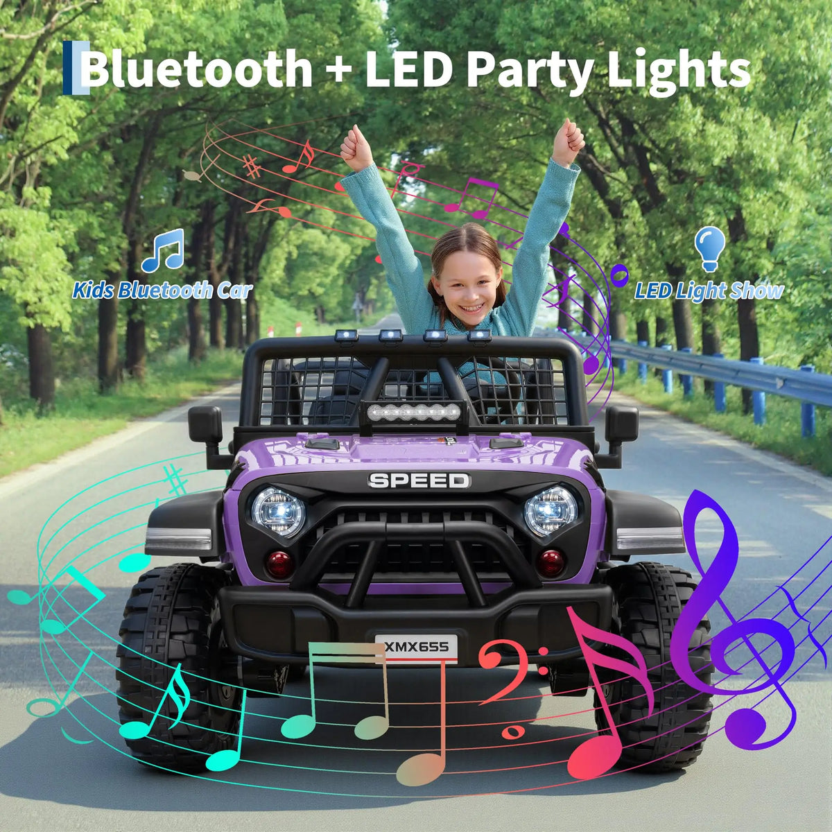 24V 2 Seater Kids Ride On Truck With Parent Remote, 4WD Dual Motor Electric Car, 100 Min Playtime, LED Lights, Music, 110 Lbs