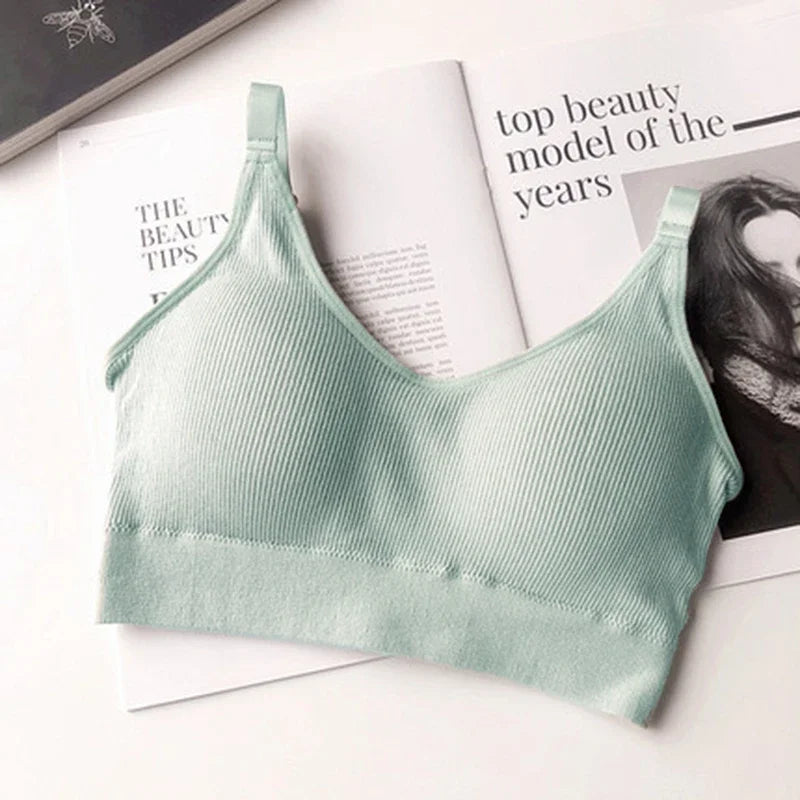 Women Seamless Tube Top Crop Bra Cotton Sports Underwear Female Backless Outdoor Fitness Bralette Brassiere Tops