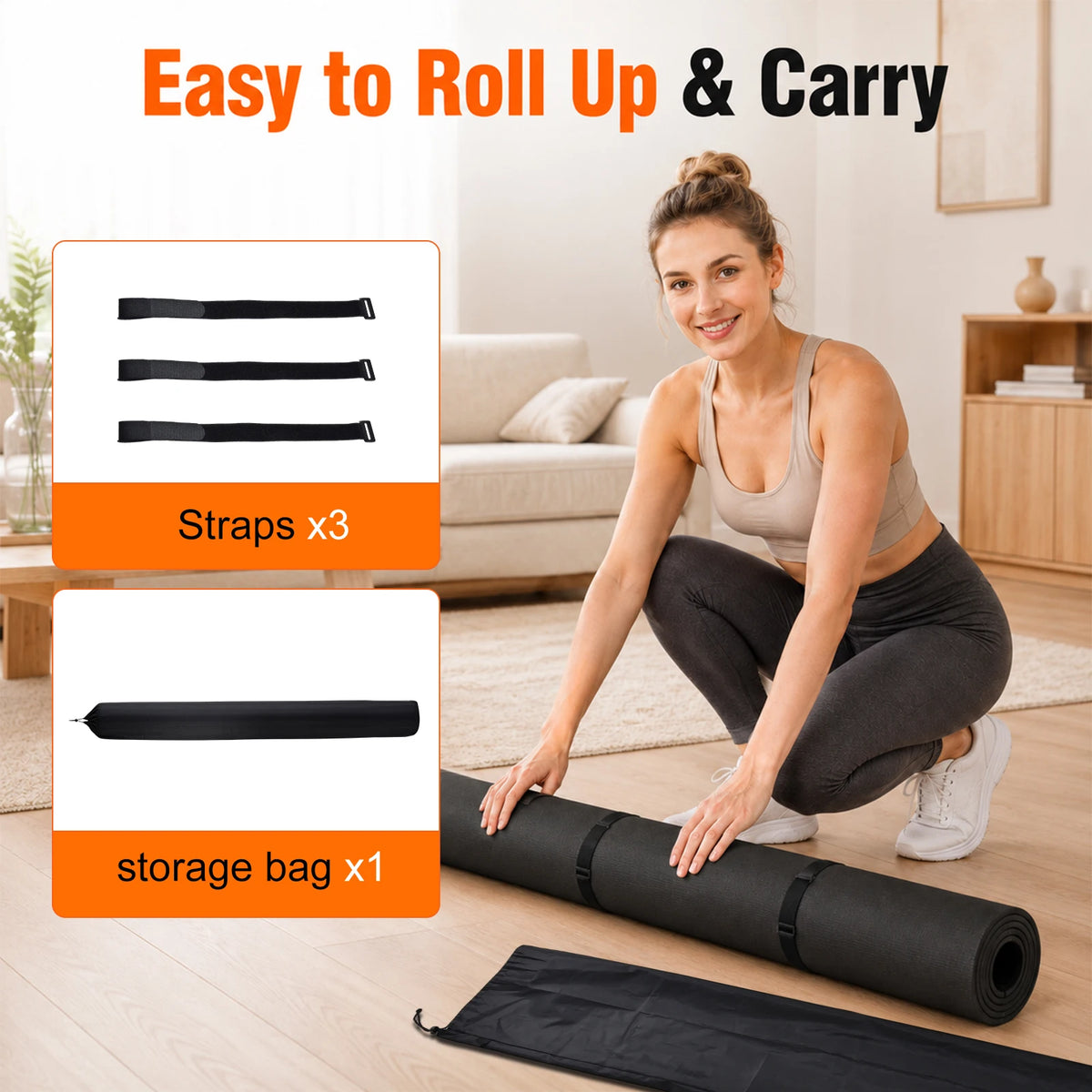 Foldable Non Slip Yoga Mat for Home Gym Fitness Workouts
