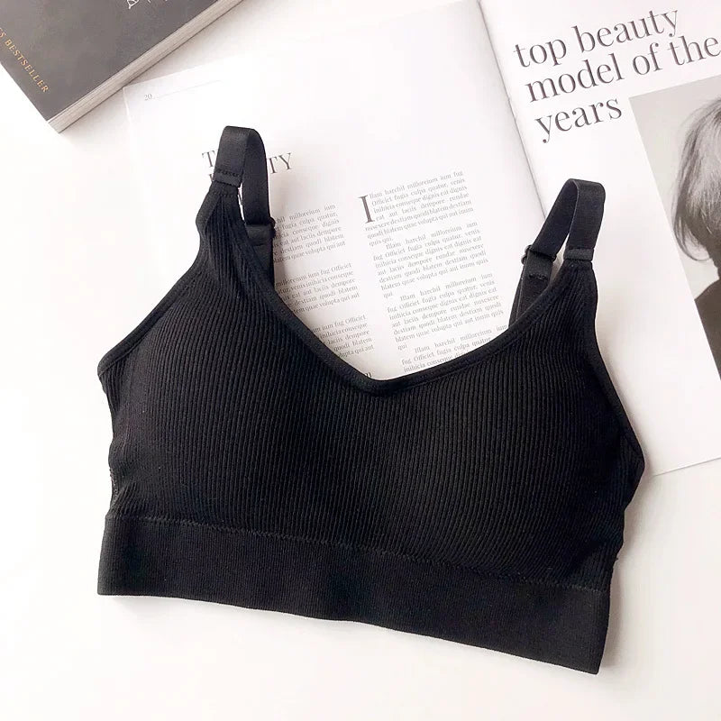 Women Seamless Tube Top Crop Bra Cotton Sports Underwear Female Backless Outdoor Fitness Bralette Brassiere Tops