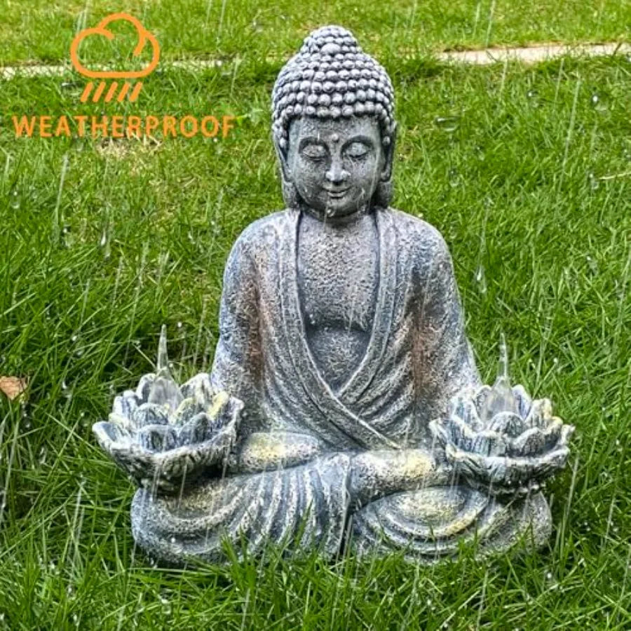 Buddha Statue for Home and Outdoor Decor Solar Powered Flickering LED, Garden Light Zen Meditation Spiritual Room Decor- Buddha