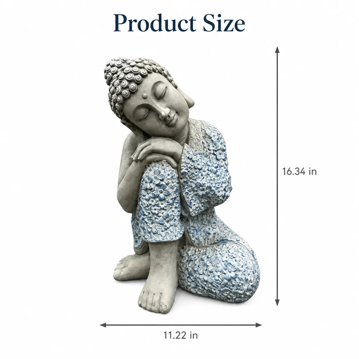Buddha Statue Sleeping Buddha Garden Sculpture Resin Zen Decor Outdoor Patio Home Meditation Room Ornament Blue Grey Figurine