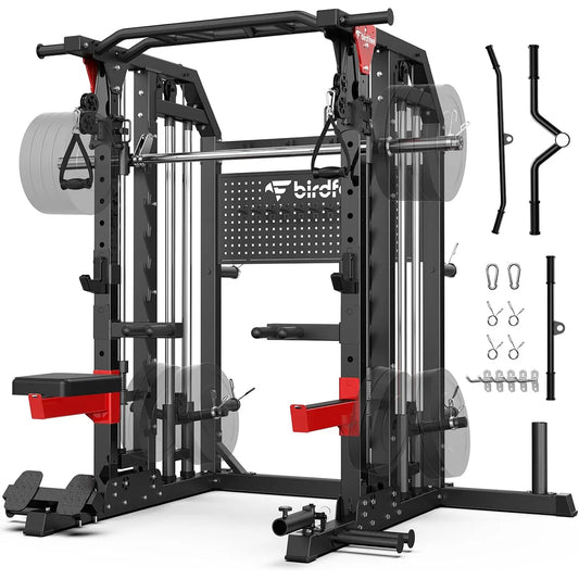 Pooboo Multi Function Power Cage With Dual Pulley Cable Crossover