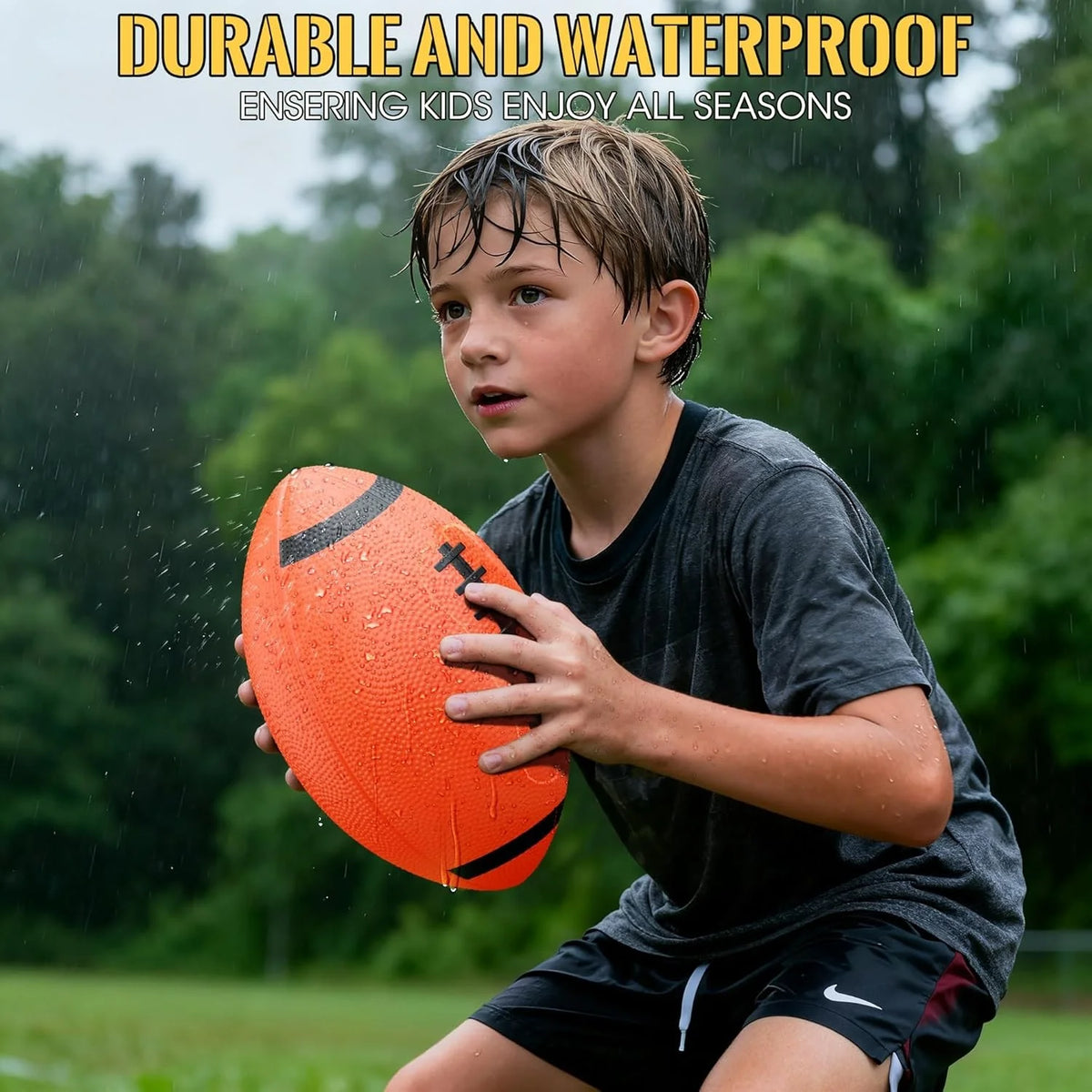 LED Glow Football, Light Activated Rugby Ball Toy for Night Play, Waterproof Heavy Duty Rubber Sports Ball, Indoor Outdoor Family Game, High Quality Festival Gift for Boys Girls Adults