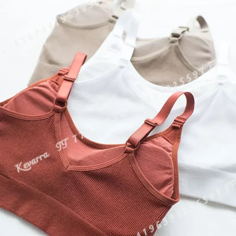 Women Seamless Tube Top Crop Bra Cotton Sports Underwear Female Backless Outdoor Fitness Bralette Brassiere Tops
