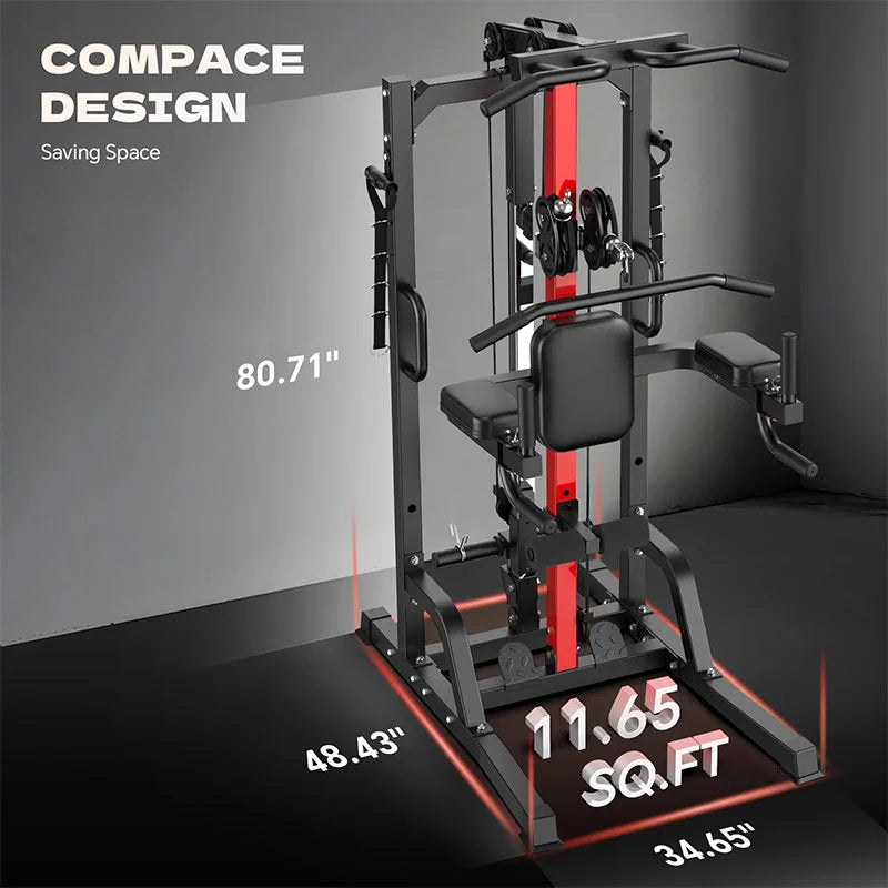 Pooboo Power Tower Pull Up and Dip Station Cable Machine