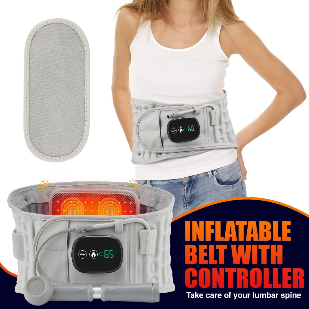 Electric Heating Waist Massage Belt Inflatable Lumbar Protector Back Airbag Support Cordless Vibration Massager Muscle Relax