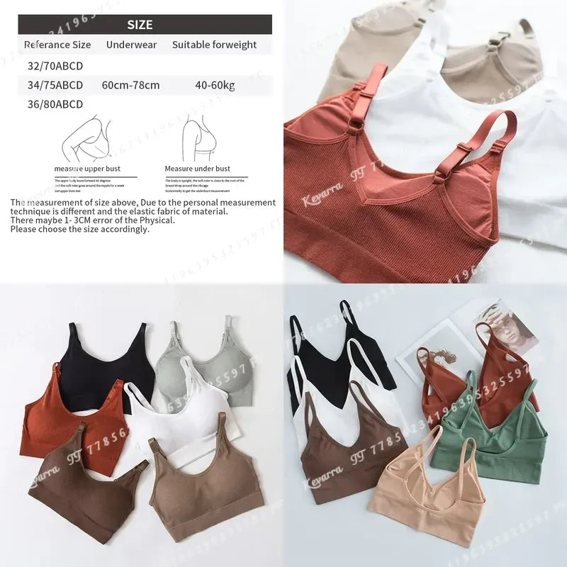 Women Seamless Tube Top Crop Bra Cotton Sports Underwear Female Backless Outdoor Fitness Bralette Brassiere Tops