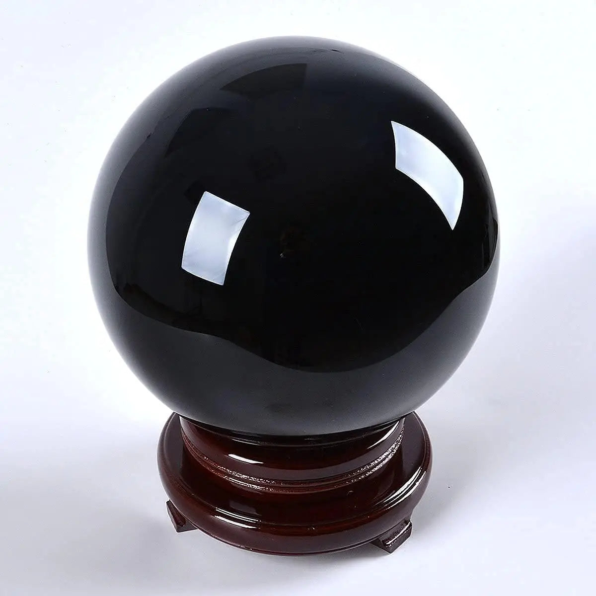 LONGWIN 200MM Black/Clear Crystal Ball Meditation Glass Sphere Photo Prop Free Stand For Divination Healing Photography Decor