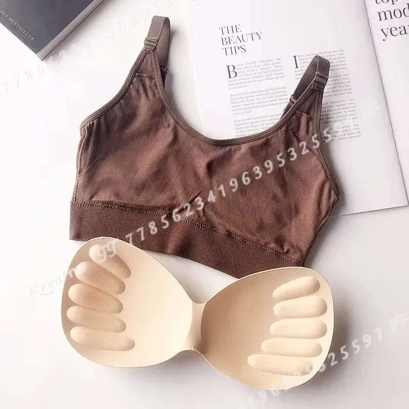 Women Seamless Tube Top Crop Bra Cotton Sports Underwear Female Backless Outdoor Fitness Bralette Brassiere Tops