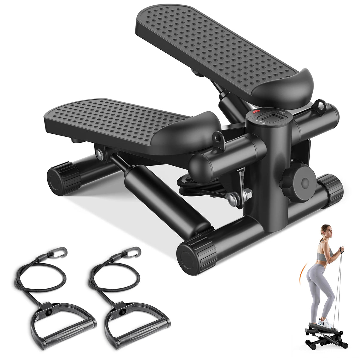 Home Stepper With Resistance Bands And LCD Monitor For Cardio