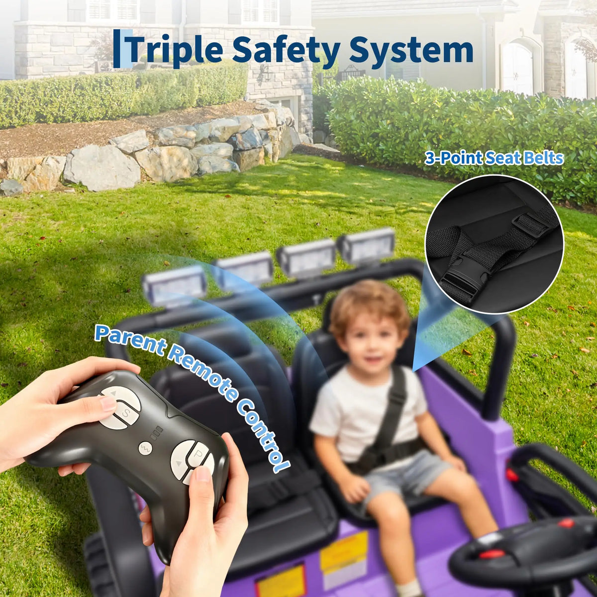 24V 2 Seater Kids Ride On Truck With Parent Remote, 4WD Dual Motor Electric Car, 100 Min Playtime, LED Lights, Music, 110 Lbs
