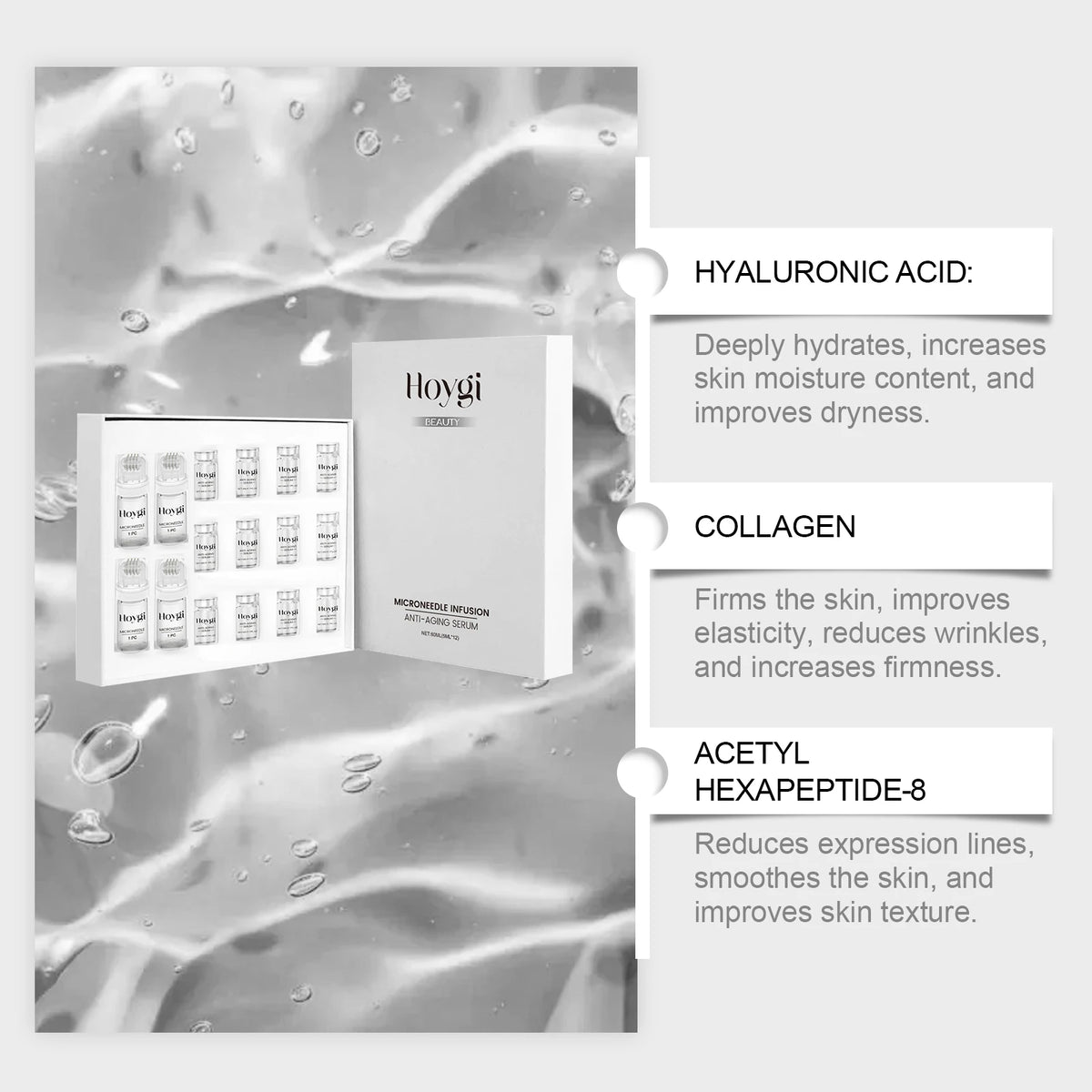 Hoygi Firming Facial Serum Set With Microneedle Roller